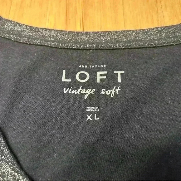 2 for$15 Ann Taylor LOFT metallic gray 3/4 sleeve blouse - Picture 5 of 10
